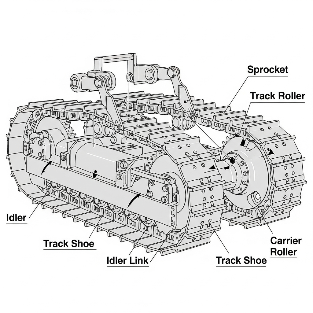 key-bulldozer-undercarriage-components-diagram
