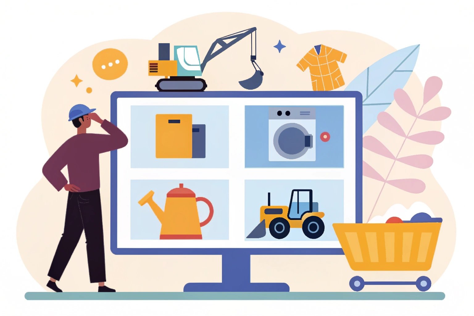 Illustrated e-commerce platform for industrial and home goods