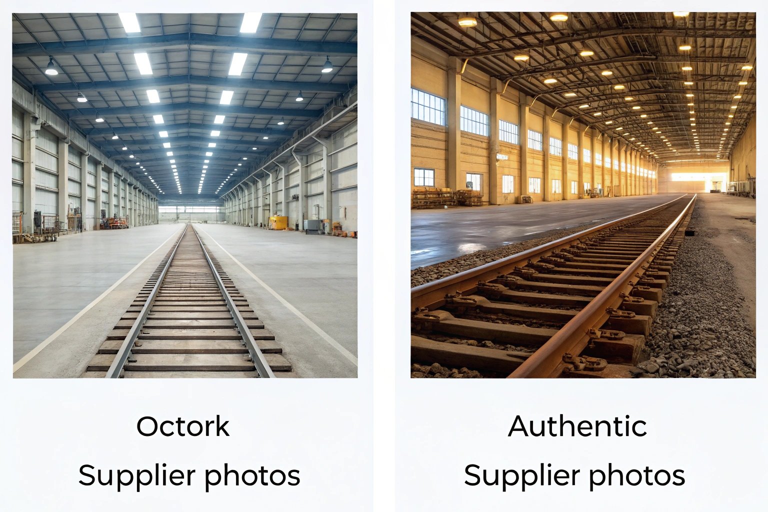 Comparison of Octork and Authentic supplier warehouse photos