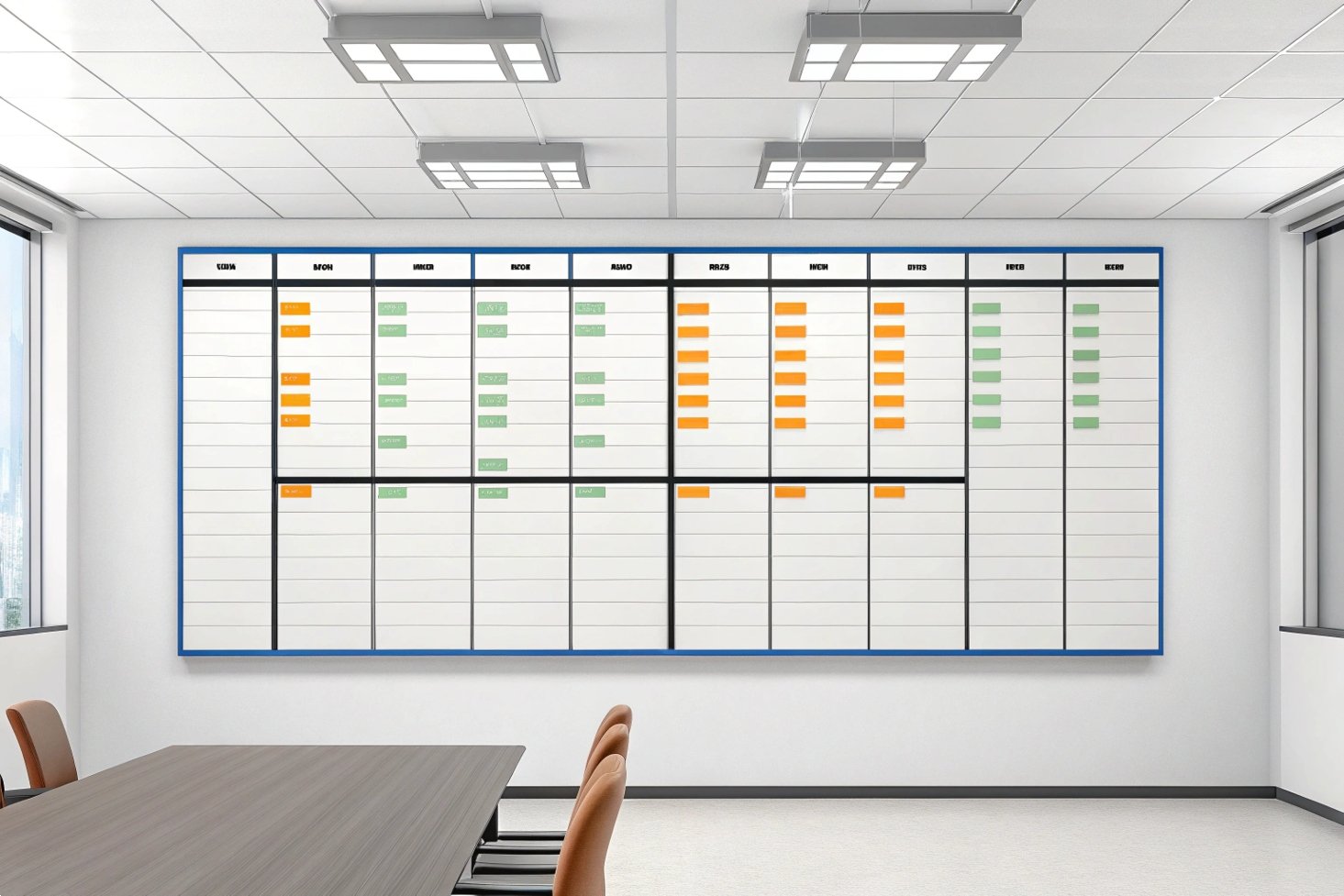 Conference room with detailed planning board