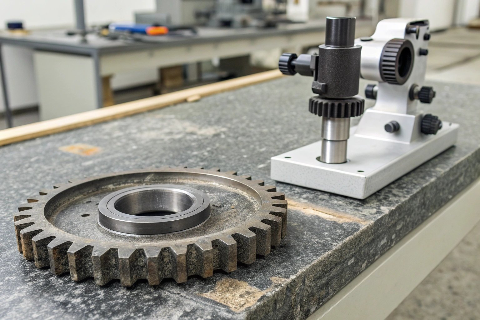 Large hot metal gear casting cooling down in a heavy industry foundry