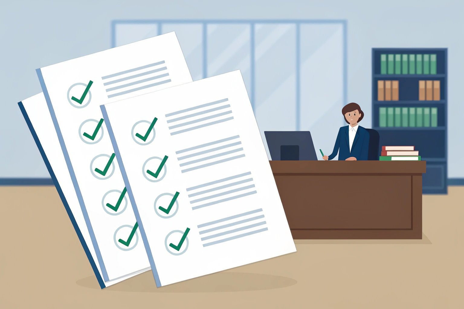 Illustration of person reviewing checklists
