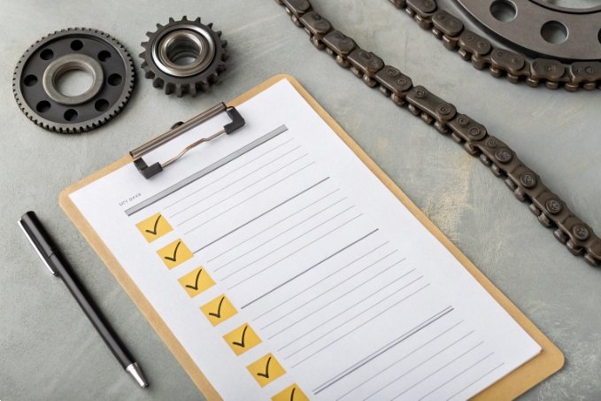 Checklist with machine components