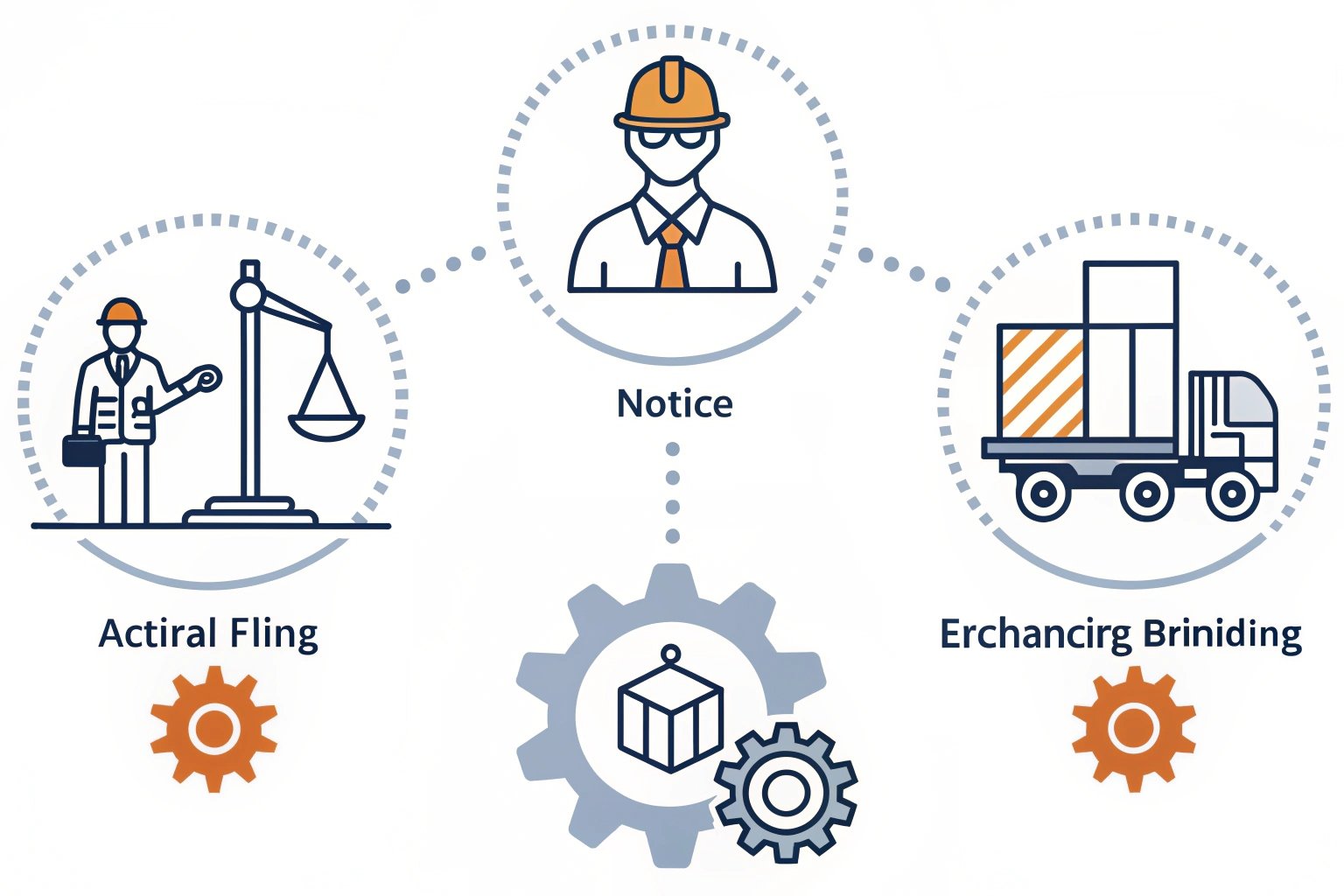 Infographic showing compliance notice workflow for industrial safety and cargo logistics.