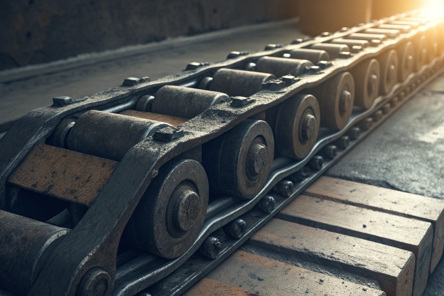 Industrial Conveyor Roller Chain Heavy-duty industrial conveyor roller chain used for large scale manufacturing and material handling