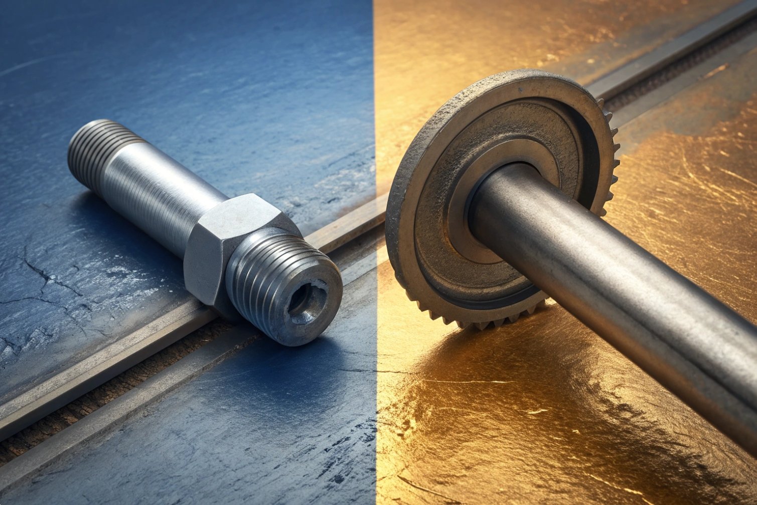 Metal components with threaded and gear designs