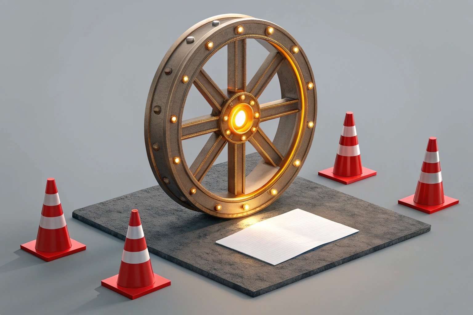 Importance of Certificate of Origin for Tariff Reduction - Symbolic 3D render of FORM F protecting excavator parts from high tariffs