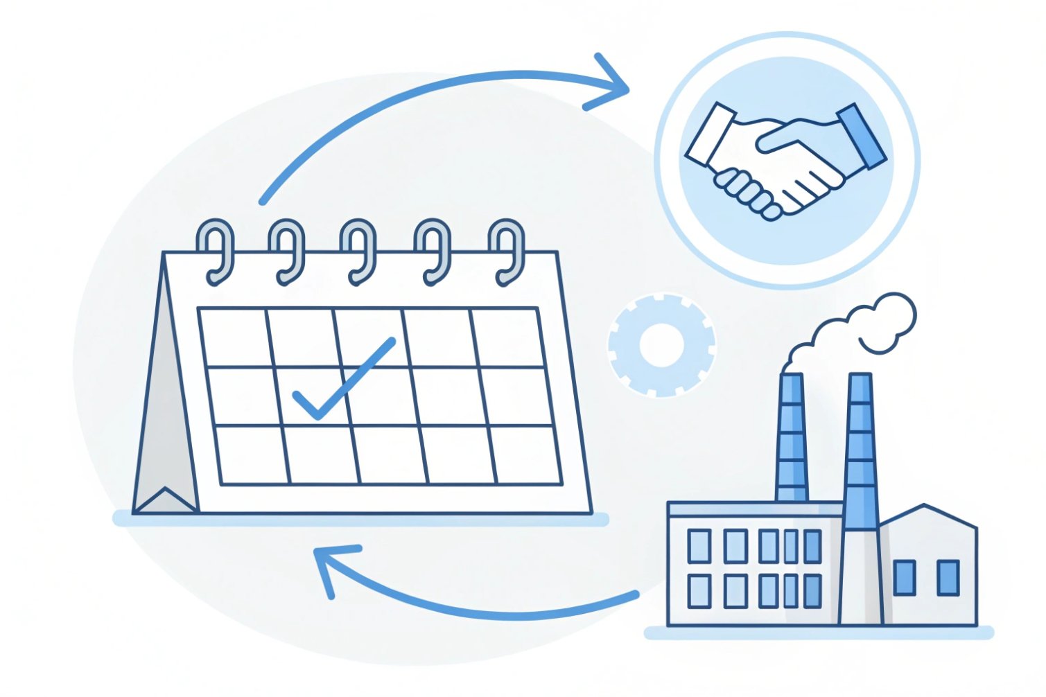 Supply chain illustration showing event planning.