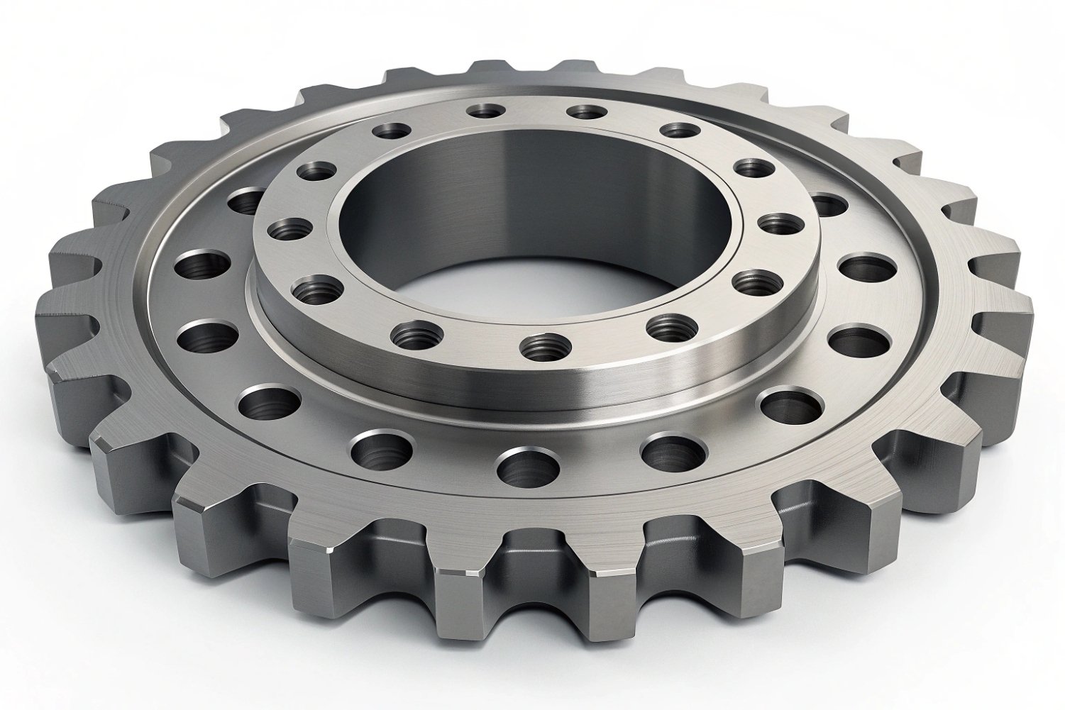 Precision Machined Steel Sprocket High-precision CNC machined steel sprocket gear with mounting holes for industrial machinery