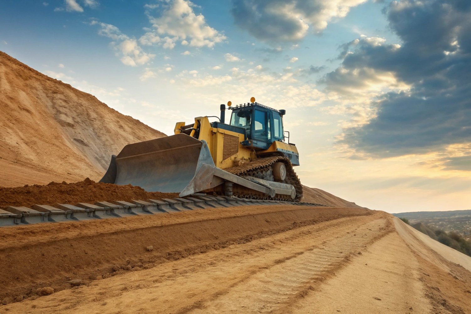 Close-up of a precision dial gauge measuring the alignment and height of a railway track.