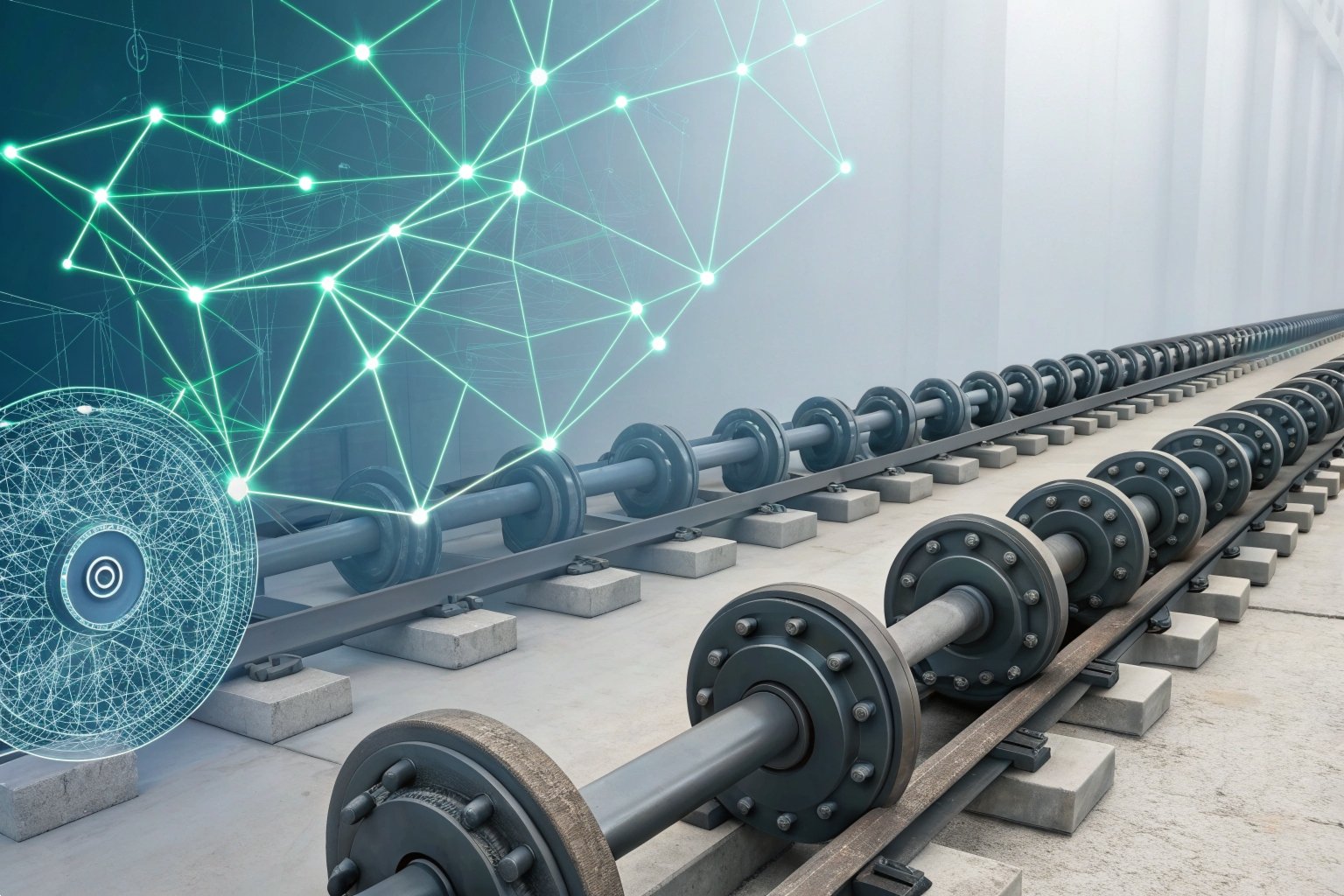 Precise Matching of HS Codes and Product Descriptions - Futuristic digital art merging HS Code 8431.49 with track chain/rollers