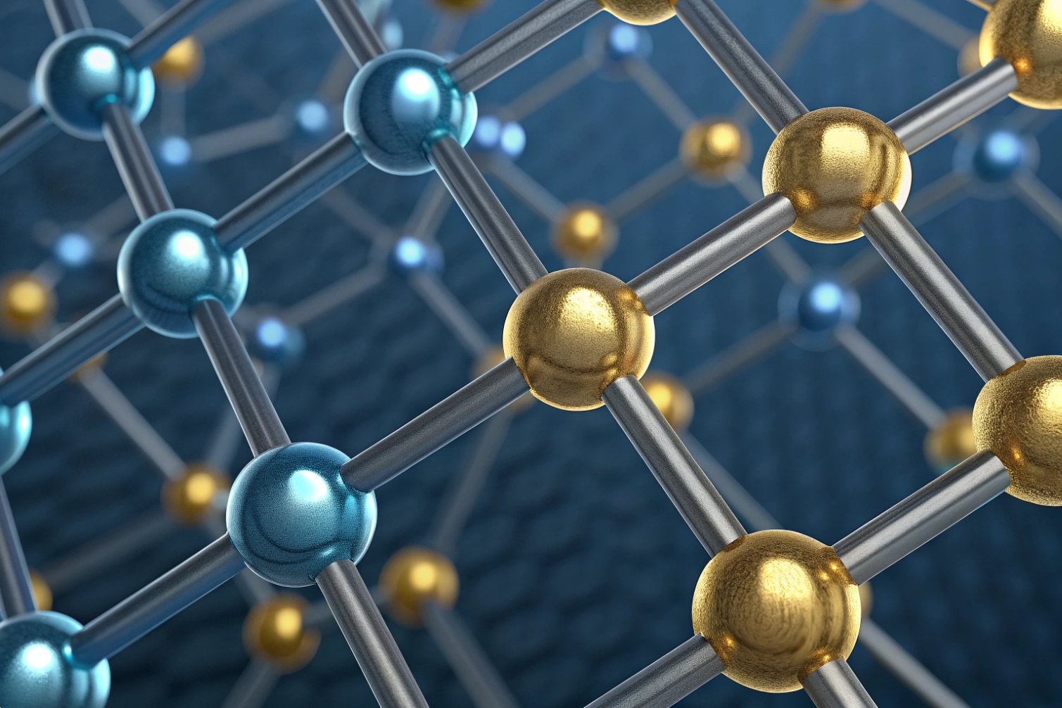 Visualization of molecular structure with metallic elements.