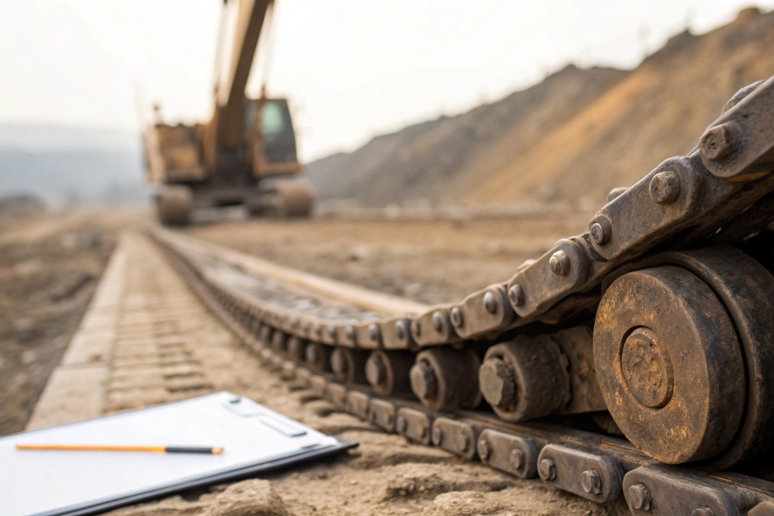 Construction site with heavy machinery track