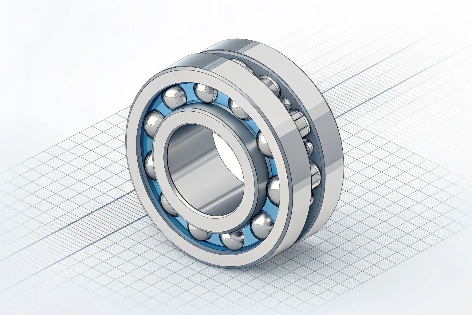 Precision Steel Ball Bearing for Excavator Undercarriage Parts - Blueprint 3D Illustration